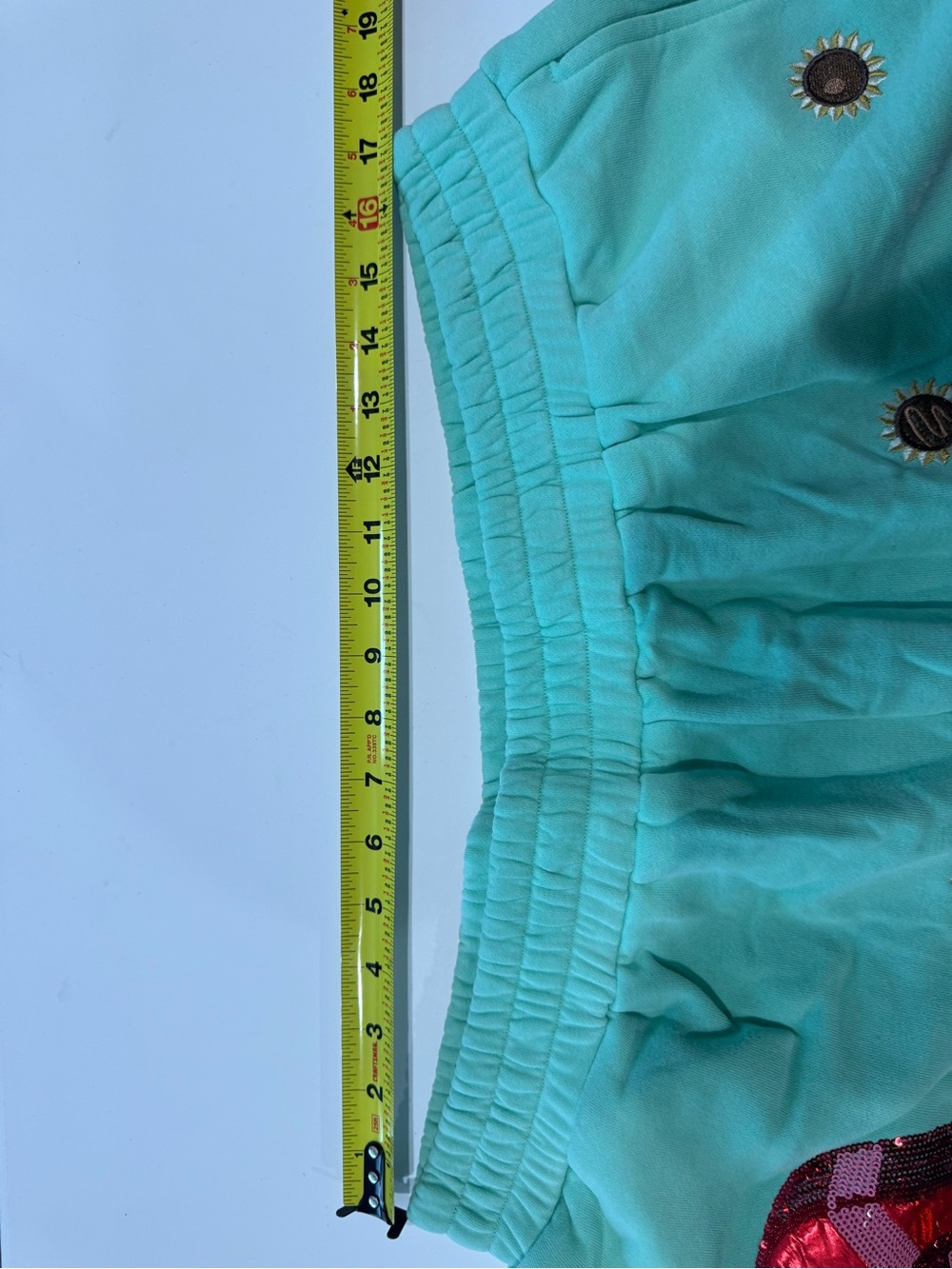 QUEEN OF SPARKLES Mint Sequin Heart Athletic Shorts - Picture 4 of 8
